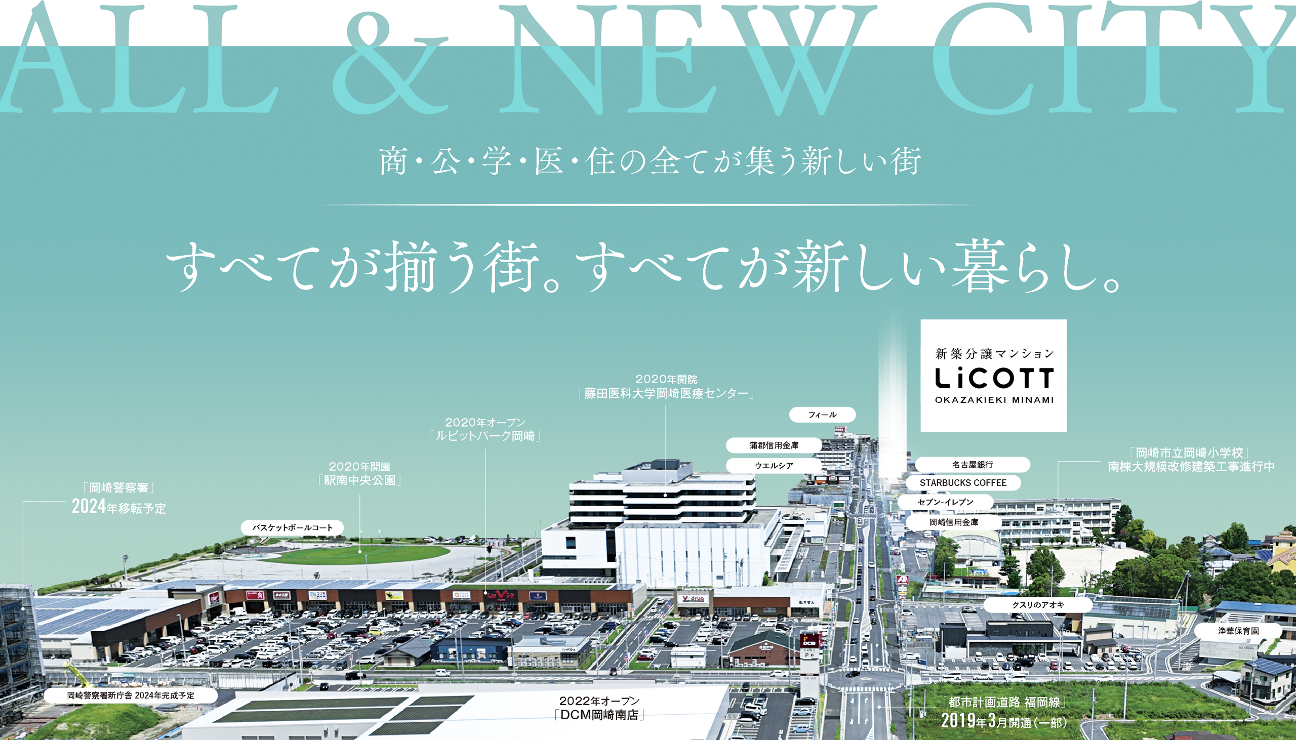 ALL & NEW CITY「商・公・学・医・住の全てが集う新しい街 - すべてが揃う街。すべてが新しい暮らし。」