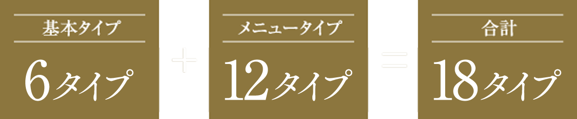 基本タイプ3タイプ＋メニュータイプ7タイプ＝合計10タイプ